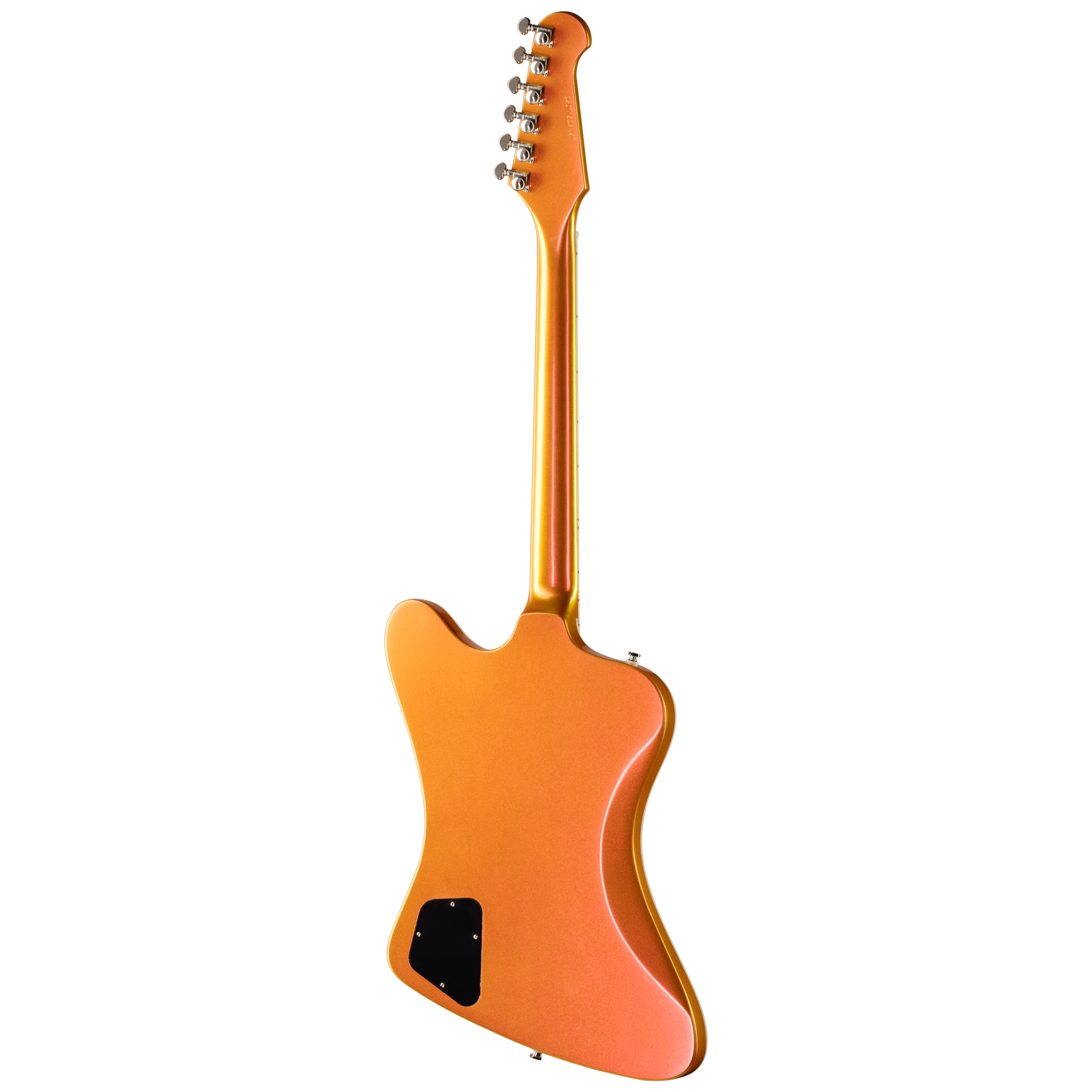 E-Gitarre, Orangefarben, Massivholzkorpus, Sechssaitig, Chrommechaniken